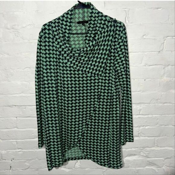 The Limited mint green & gray houndstooth pattern open front cardigan XL - Picture 5 of 8